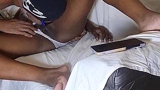 Hot stepdaughter enters the room and catches stepdad jerking off and ends up giving her pussy