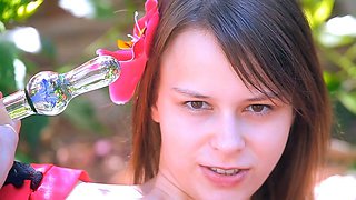 Amateur real small titted party teen slammed in gym class