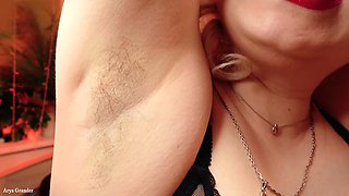 Hairy armpit humiliation - femdom POV FemDom video - hot lady Arya Grander dirty talk