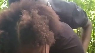 Fucking young thick big booty ebony slut out in public