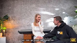 HUNT4K. Blonde hottie used her big natural boobs to get back on her BF ft. Steve Q  Naomi Love: Porn