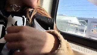 Public Train Masturbation With Amateur Teen