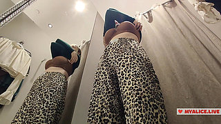 See-Through Seduction: Blonde with Big Boobs Tries on Transparent Outfits in Fitting Room, No Panties