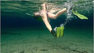 No Panties Underwater At Public Beach # Butt Plug On N Panties Off