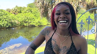 Harmony Barz Fucks Her White Neighbor - Amateur Interracial POV with Blowjob & Cum Swallowing