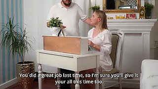 Innocent chick learns to gargle man rod and gets a fat