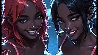 Beautiful Lesbians Tongue and Kiss Fetish, Ai Animation