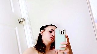 Erotic solo masturbation with teen brunette