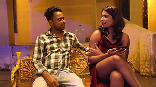 Girl was sitting alone in the garden at night seeing the girl boys mood change