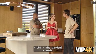 Elias K Upper watches Una Fairy's natural tits bounce while she sucks and fucks her BF's old man