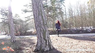 Pissing Street featuring Katy Rose's medium size tits movie