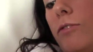 Tempting babe playing with toys and cock