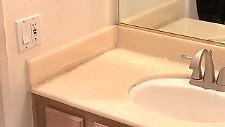 Busty blonde fucks her roommate very hard