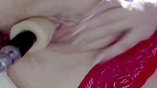 Very Wet Pussy Close-up, Vibrator on Clit, Fuck Pussy Sex Machine