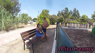 Extreme Dogging! Risky Blowjob with Teacher on Public Bench! - MissCreamy