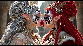 Beautiful Elves Princess Kissing, Ai Animation