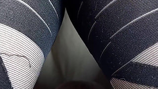 Nylon Pantyhose in Beautiful Footjob and Handjob with Cum on Black Nylon