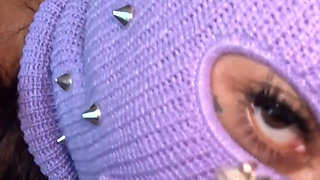 Sexy Mixed Ebony in Ski Mask Receives a Throat Pie