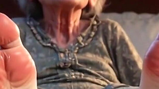 Submissive Mans Serving Old Granny's Ugly Feet - Humiliation