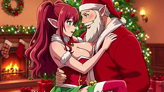 Santa give special gift to busty milf on Christmas