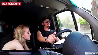 Lia Louise gets seduced in parking lot ride & fucks hard in van
