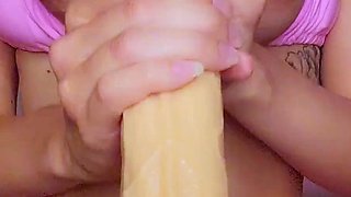 Huge Dildo JOI with milk dripping from my nipples