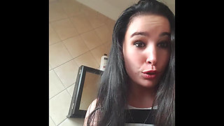 Slut Films How She Pisses in Toilet, Licks Toilet Seat, Rubs Pussy