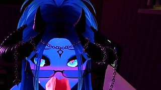 Blue Succubus Giving a Blow job and ass shaking~