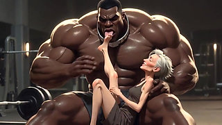 Granny Moaning in Pleasure - Strong Black Man Sucking Her Feet