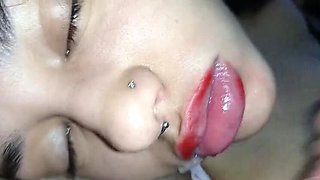 Sweet Little Mouth Gets Filled With Creampie - Close Up Cumshot