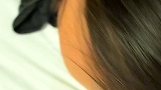 Hot POV homemade blowjob with brunette girlfriend