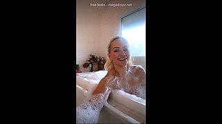 Lindsey Pelas Showering In A Bathtub
