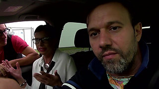 Hard sex in car with tattooed busty MILF