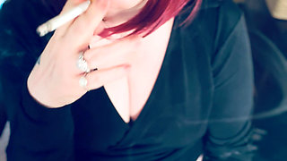 This gorgeous Secretary, Tina Snua,  Smokes A Cigarette For You With Lots Of Tricks