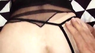 Amateur audition with bony small russian cougar model