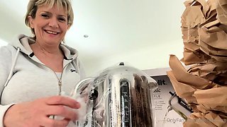 Hungry mature blonde with big boobs seduces man