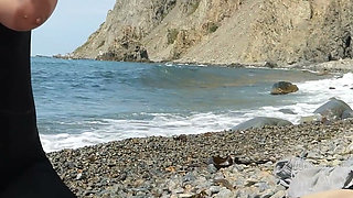 155 Caught on Beach: Sporty Girl in Crotchless Bodysuit Rides Stranger Hard