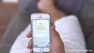 Hot teen is about to fuck her step- brother, while his girlfriend is out of town