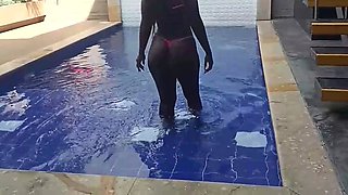 Pool afternoon with my great-bodied neighbor, black