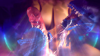 Bro makes sis believe that it's a game! 2 perverted T-Rex drool profusely on the dick of his...