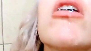 Drinking Pee Yellow and Cum Swallow - Bathroom