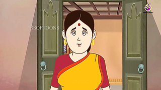 Cartoon fantasy with creampie featuring an inexperienced Indian girl and her stepbrother