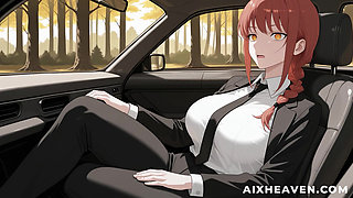 Makima Fucks In The Car On Her Way To Work! Chainsaw Man Uncensored Hentai