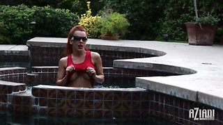 Behind the scenes with athletic redhead babe Shannon