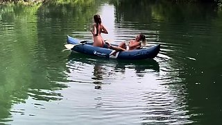 Foursome of teen babes in lesbian group sex