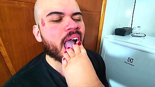 BBW Has His Feet Sucked by the Slave by Turbinada