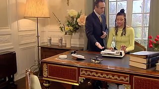 Monica Sweetheart's Office Threesome Explodes with Vintage Heat