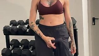 Subscribe now to witness the ample-dicked transvestite, the muse of Latin porno, having a solo climax at the gym.
