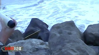 Busty French Pornstar Delfynn Delage Dildoing at the Beach - MMM100