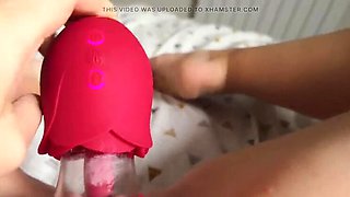 Cherry Ice Amateur Teen Squirting Orgasm - Licking Rose Toy Makes Her Shake & Squirt Close Up